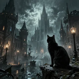 dream Ulthar the city of cats, Lovecraftian, 8k upscale