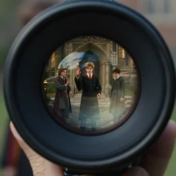 sharp lens, detailed, still from a 2 0 1 9 sci fi 1 6 k movie, set in 1 8 5 0 in an alternate universe, mid distant shot of three students practicing magic, outside the school of magic, good special effects, wearing 1 8 5 0 s clothes, atmospheric lighting, in focus, reflective eyes, 5 0 mm macro lens, live action, nice composition
