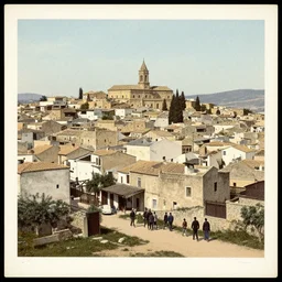 high - quality photograph of a french settlement in algeria, photocrom print, postcard, 1 9 0 9.