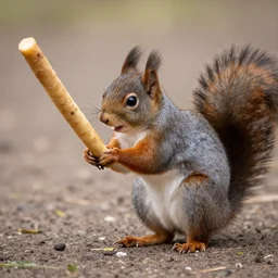 potato tornado stick being eaten by a squirrel