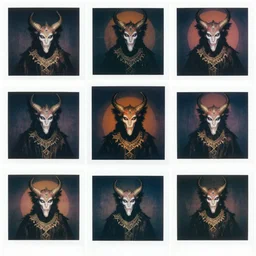 collage of polaroid photographs of baphomet, art
