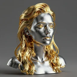 a realistic octane render physically based rendering chrome neon tilda swinton, trending on artstation, by archan nair and marlene dumas, intricate details, gilded, in the style of frank auerbach, by kandinsky
