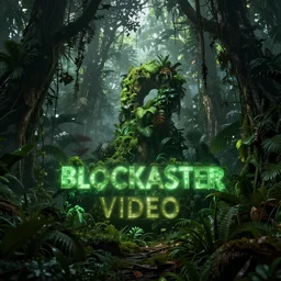blockbuster video high resolution glowing jungle overgrown blockbuster!! parallax, ominous misty jungle atmosphere