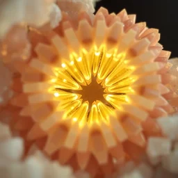 electron microscope enlargement of a chilopoda section, surrounded by acicular crystals, refracted internal light, kodachromatic
