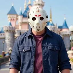 jason voorhees at disneyland, hyper realistic