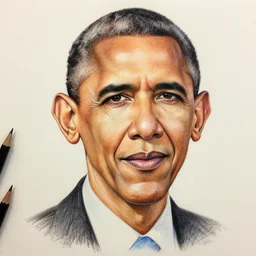 crayon drawing portrait of barack obama, high detail