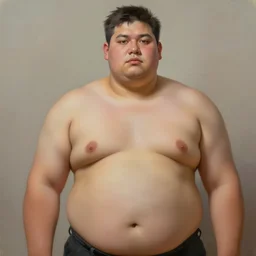 a beautiful painting of a  barechested man, heavyset build, trending on artstation