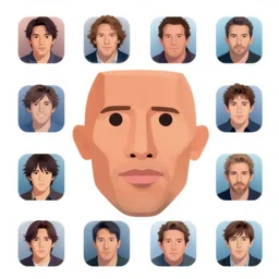 stylized minimalist face icon of dwayne johnson, loftis, cory behance hd by jesper ejsing, by rhads, makoto shinkai and lois van baarle, ilya kuvshinov, rossdraws global illumination, in the style of apple ios icons, 2 5 6 x 2 5 6 pixels