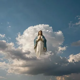 wide angle sky with virgin mary cloud centered