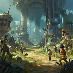 photo environement post futurist amazon : 4, 4 k rtx hdr volume light concept studio matte painting environement digital illustration style art that looks like it is from borderlands and by feng zhu and loish and laurie greasley, victo ngai, andreas rocha, john harris by jesper ejsing, by rhads, makoto shinkai and lois van baarle