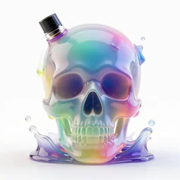 jelly rococo gel skull vaping plasma and colorful auras, liquid, drippy, splashing, scifi 3 d paint spray by beeple, rob gonsalves, jeff koons, jacek yerka, m. c. escher