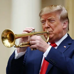 donald trump playing the trumpet