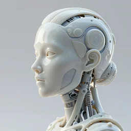 complex 3d render ultra detailed of a beautiful porcelain translucent profile woman face, biomechanical cyborg, 150 mm, beautiful natural soft light, rim light, silver gold details, magnolia big leaves and stems, roots, fine foliage lace, maze like, mesh wire, intricate details, hyperrealistic, ultra detailed, mandelbrot fractal, anatomical, red lips, white metal neocubism armor, facial muscles, cable wires, microchip, elegant, green eyes, octane render, H.R. Giger style, 8k