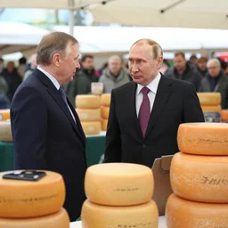 vladimir putin visiting a cheese market