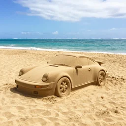 sand sculpture of a porsche 9 1 1 on a hawaii beach photography iphone