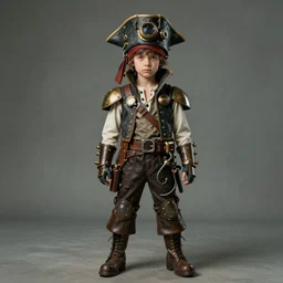 ( ( ( ( ( 2 0 5 0 s retro future 1 0 year boy old super scientest in steampunk pirate mechanics costume full portrait. muted colors. ) ) ) ) ) by jean - baptiste monge!!!!!!!!!!!!!!!!!!!!!!!!!!!!!!