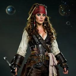 Swashbuckling female pirate in space, grace jones, courbet