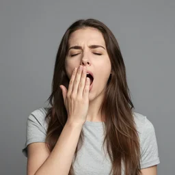 a woman yawning