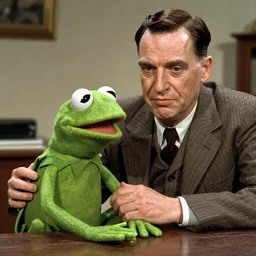 film still of Kermit the frog as Oskar Schindler in Schindler's List, 4k