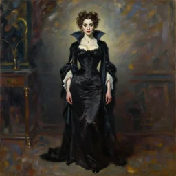 impressionist brushstrokes!!!! lisa frank and richard schmid and jeremy lipking victorian loose genre loose painting full length portrait painting of a victorian vampire