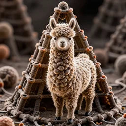 Scanning tunneling electron microscopy image carbon nanotube pyramidal structure symmetrical nano-scale sculpture furry llama portrait in Scanning tunneling microscope, carbon nanostructure, scan