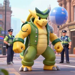 Limmy as solid snake ballooning a policeman in Glasgow,