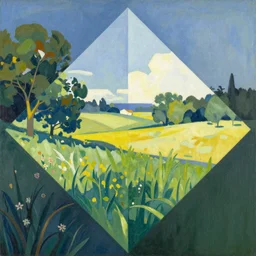 landscape scenery,  Hyperprism, Geometric, louis wain