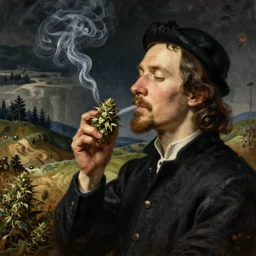 a painting by Hieronymous Bosch while smoking weed