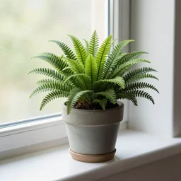 an unknown exotic succulent fern shrubbery, a strange and weird potted plant is in a windowsill