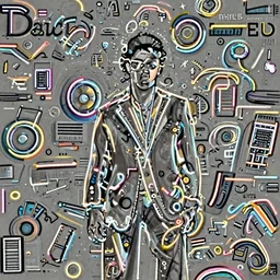 2d neon vector art of David Bowey