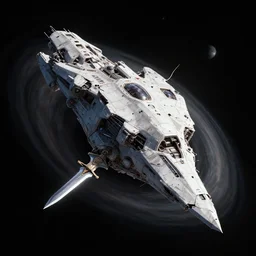 a giant broken spaceship circling black hole, queen of blades, by karanak, by greg rutkowski, by noah bradley, by wlop