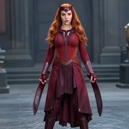 Still of Katherine McNamara as the Scarlet Witch, gorgeous, sexy, detailed face, full body shot, Ultra HD, TV, Fiction