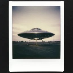 polaroid photograph of ufo taken in the 1 9 5 0 s, black and white, blurry