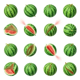 A pattern of symmetrical watermelons, isometric art