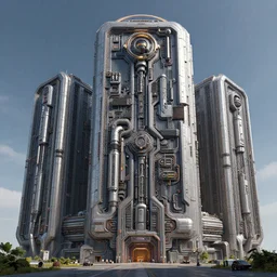 3 d sculpt of rectangular architecture massive pipeline with layered complex cyberpunk'scifi digital movie camera'' maschinen krieger'' power station'complex industrial military building facade, halo, star wars, ilm, star citizen halo, mass effect, high tech industrial, artstation unreal