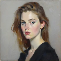 Gary Hume painting, female portrait, chic colours