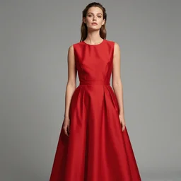 a french fashion model posing in a red dress by coby whitmore