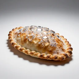 crystal calzone, photorealistic, isolated on a pure white background, centered, entire object in frame, sharp focus, soft studio lighting