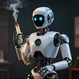 a robot smoking bong, professional photo