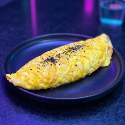 photo of an omelette, cyberpunk food photography