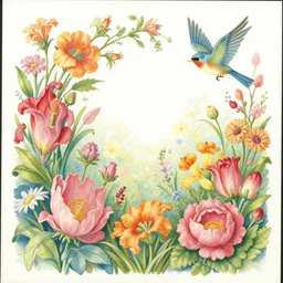 ( ( ( ( ( beautiful flowers and birds ) ) ) ) ) by mœbius!!!!!!!!!!!!!!!!!!!!!!!!!!!, overdetailed art, colorful, record jacket