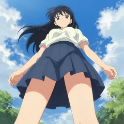 perspection art by wlop : upwards perspective : giant anime girl