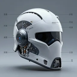 annotated parts diagram of a cybernetic helmet, intricate and detailed assembly diagram of a cybernetic battle helmet 🤖🦾, photorealistic, exceptional detail, symmetrical fine details, full color, jaw dropping details, fantasy concept art, hyper realistic illustration, 4 k, artstation -