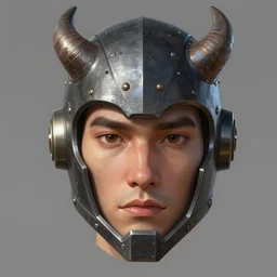 headshot portrait of a realistically proportioned face in a demonic hextech helmet, realistic face details, smooth, highly detailed portrait, digital painting, smooth, cgi, 3 d animation, painted texture maps, sharp focus, illustration, in the style of studio fortiche