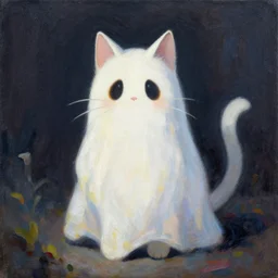 a painting of a ghost cat in the style of jabberwick.