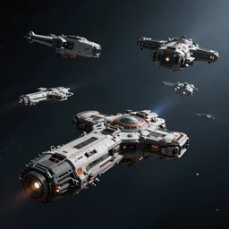 realistic spaceships in space, sci - fi concept art by david edwards and craig mullins, volumetric light, atmospheric lighting, dramatic, cinematic, moody, octane render 4 k, 8 k