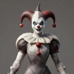 front shot of a court jester!!!! character, by tim white greg rutkowski gustave dore, octane render, polished, glossy, holographic metallic, bionic futurism, galactic robotic cyborg, 8 5 mm f 1. 8 lit edges, ominous elegant luminous intricate quartz highly detailed spike, polygonal shards, artstation sharp focus ray tracing cinematic masterpiece fine portrait