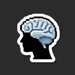 minimalist logo icon sticker for a wandering mind, one person, brain filter pixelated, analogue dream, retro psychology, victo ngai, kilian eng, lois van baarle, behance