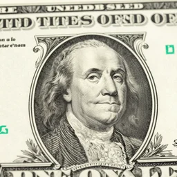 one dollar bill face smiling and blinking, photograph