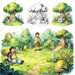 photo cartoon bd illustration comic manga painting of garden environement : 5 fantasy environement, digital painting : 1 fat brush concept sketch artist bd enki bilal : 1 0